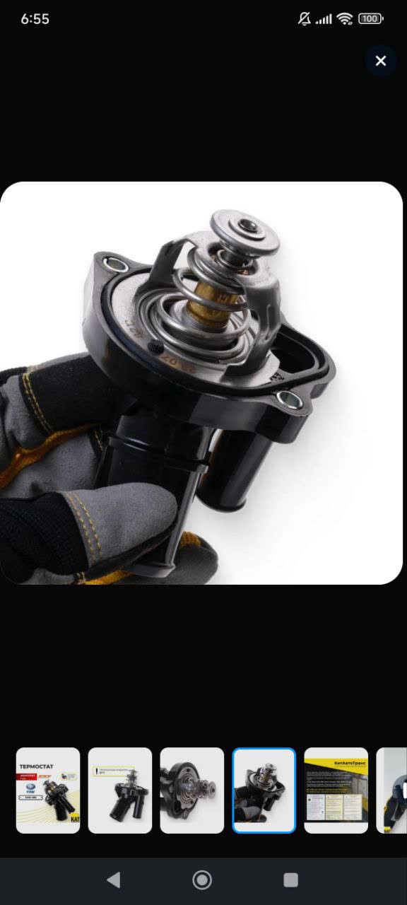 Photo of a cross-compatible thermostat showing its internal valve mechanism, part of the Mazda 6 GG/Ford compatibility discussion