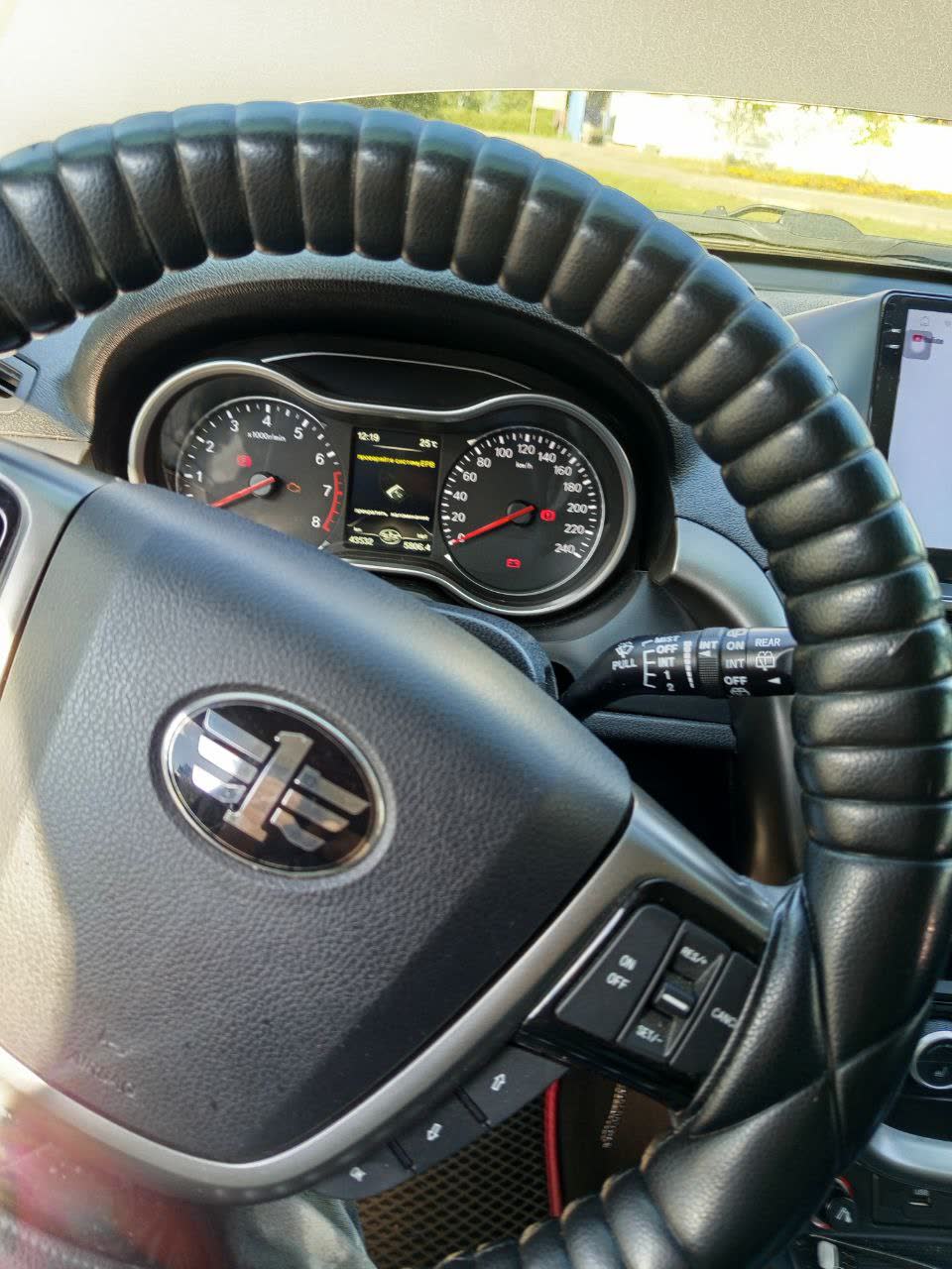 Dashboard photo showing the ERB warning light illuminated
