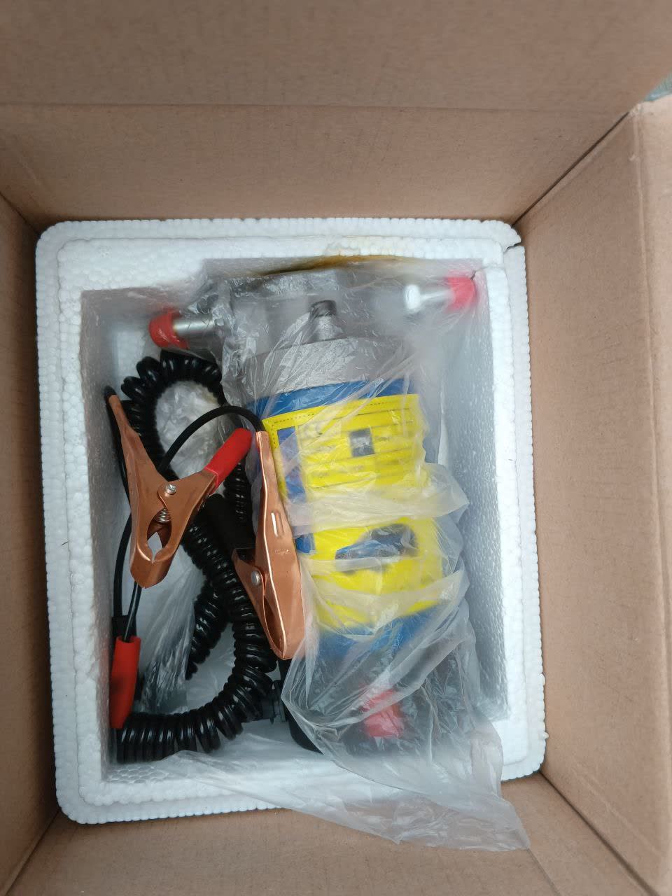 Electric oil extraction (siphon) pump with carrying case, power cord, and collection containers