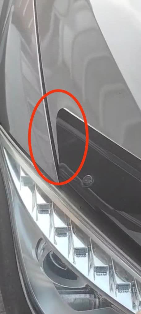 Hood deflector comparison photo showing angle mismatch and fitment issues
