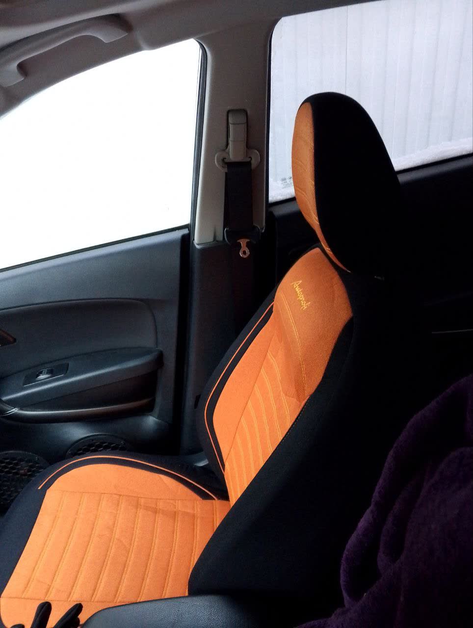 Additional photo of installed LINEN seat covers showing fit