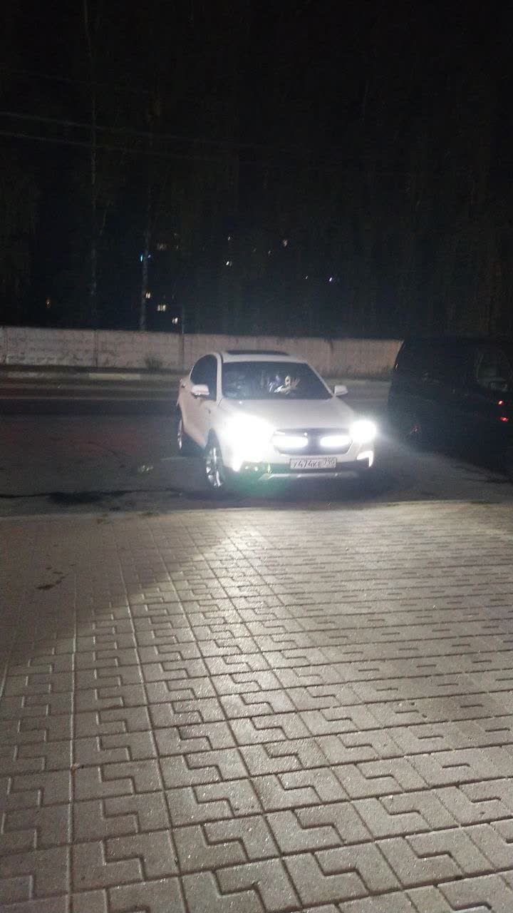 Front-end photo showing the car with the new LED headlights installed