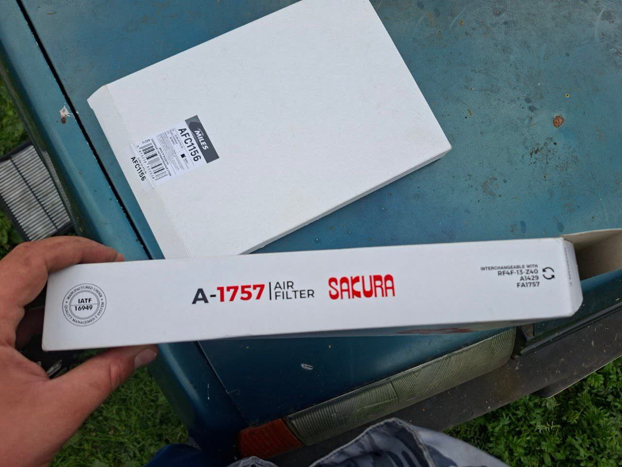 Restyled cabin and engine air filters shown with part identification for quality comparison