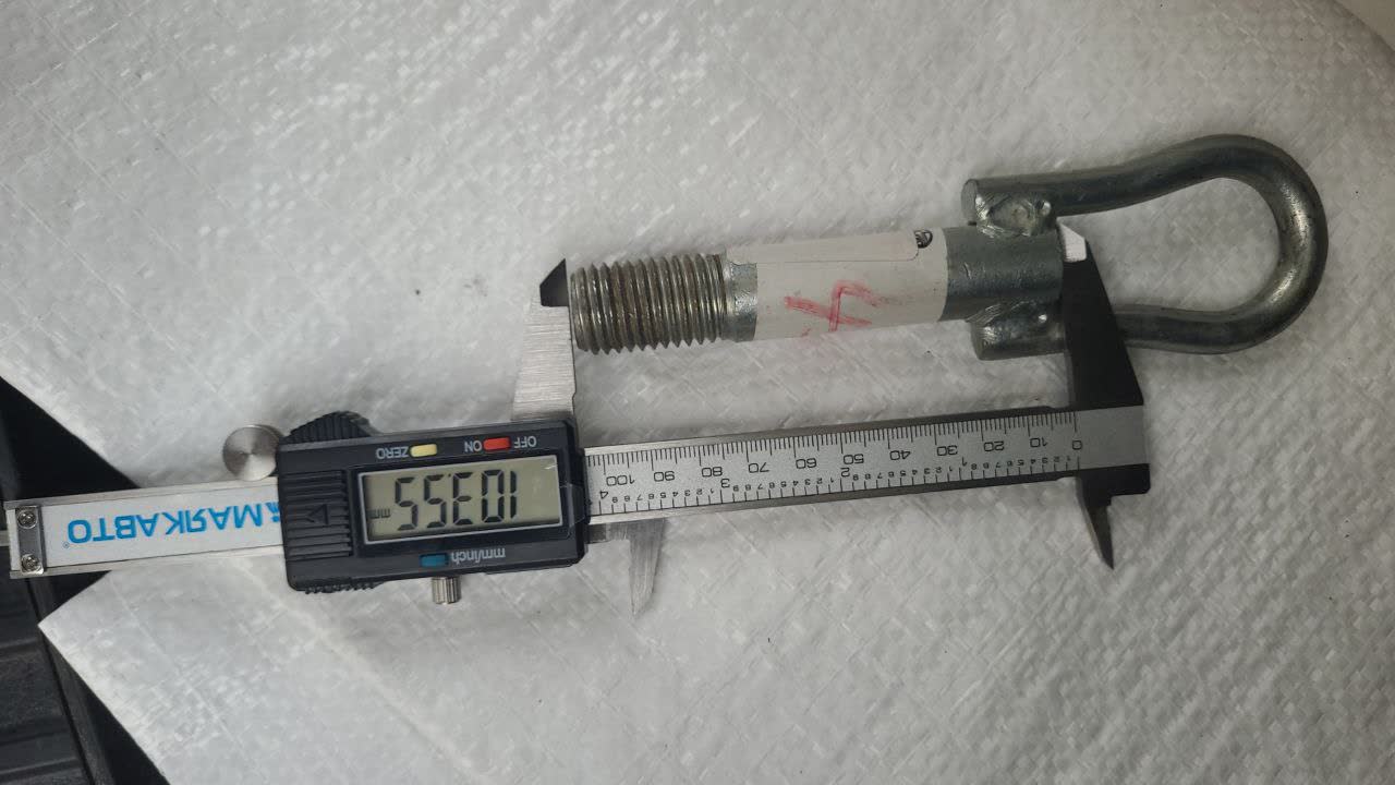 Additional angle of towing hook thread measurement