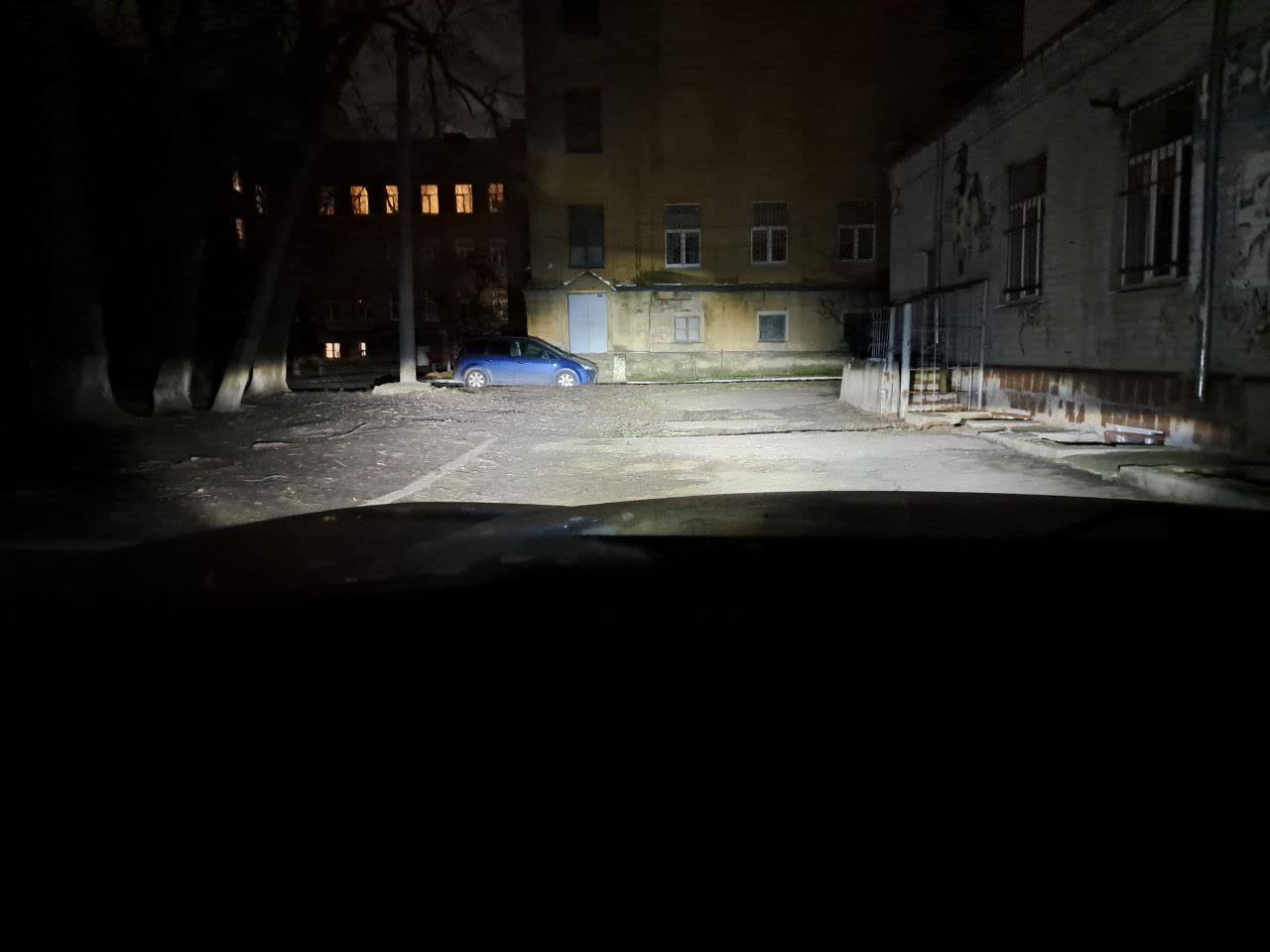 Second photo of the aligned LED headlight installation