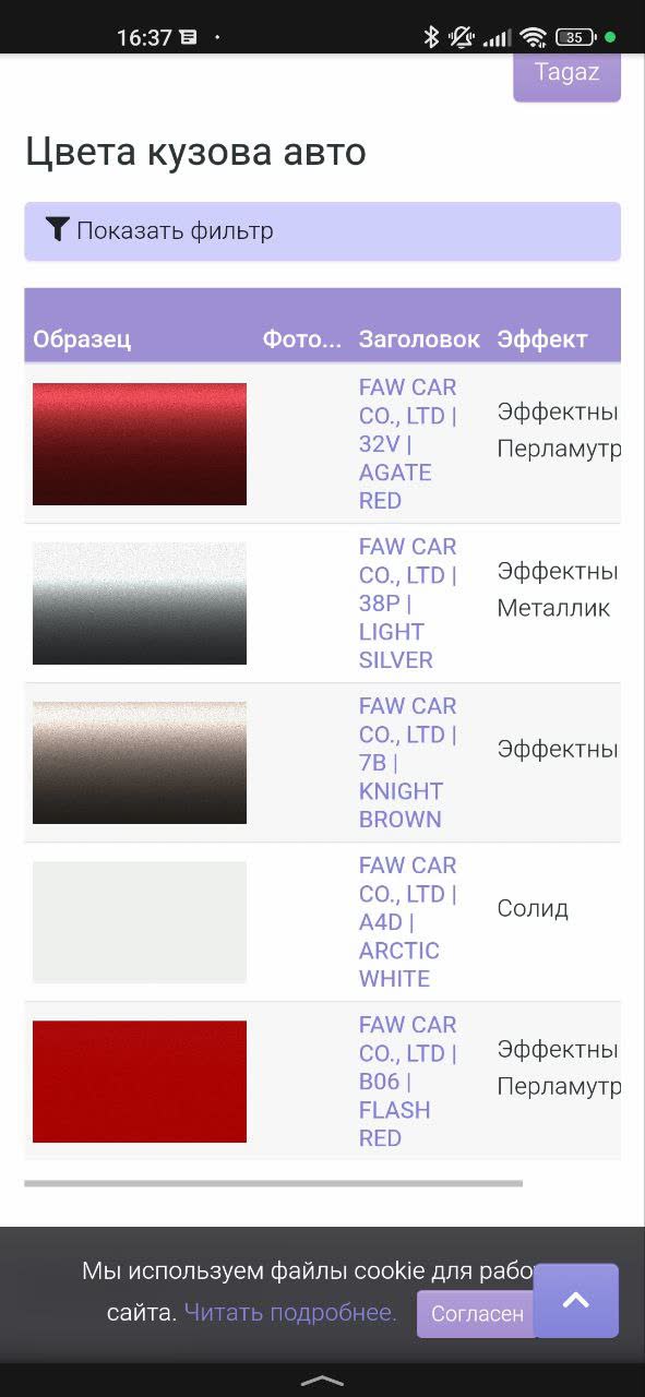Screenshot/photo showing the paint color reference location on the vehicle, near the fuel door area