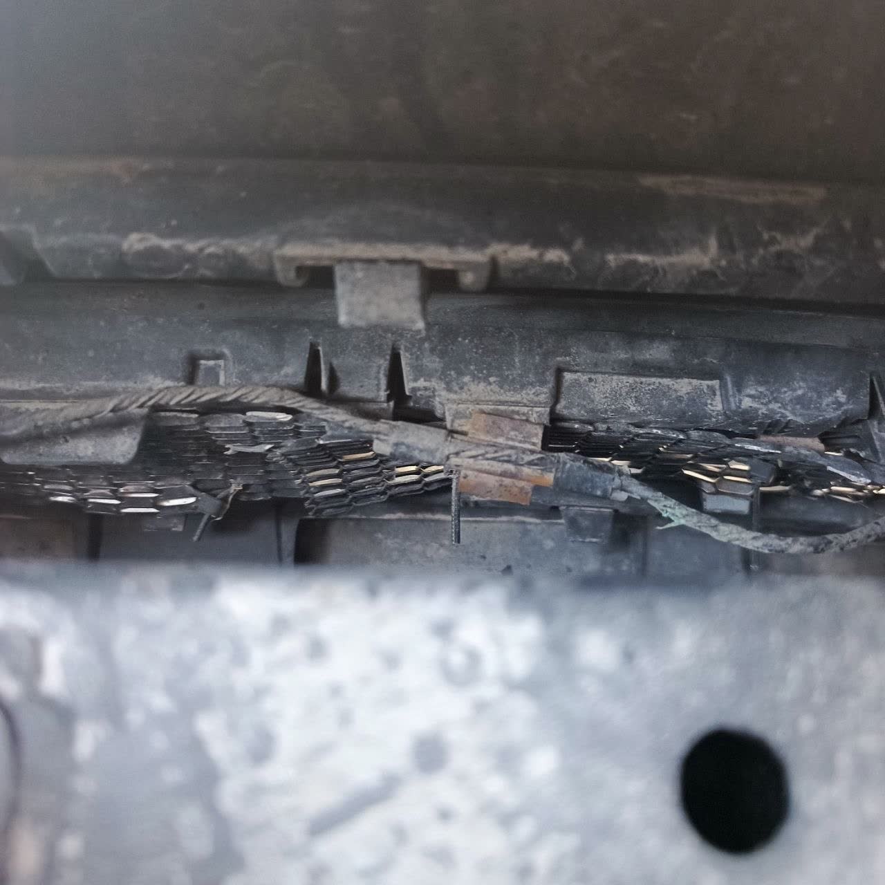 Close-up of the repaired/spliced DRL wire section