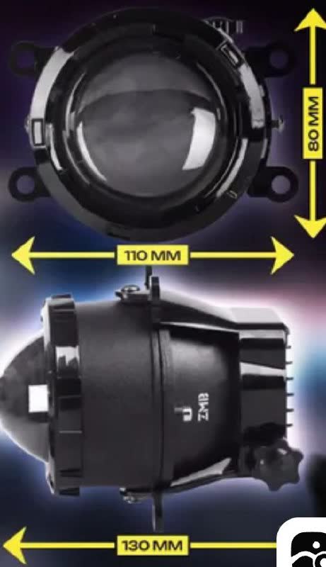 Comparison photo showing difference between regular LED and lensed fog light units