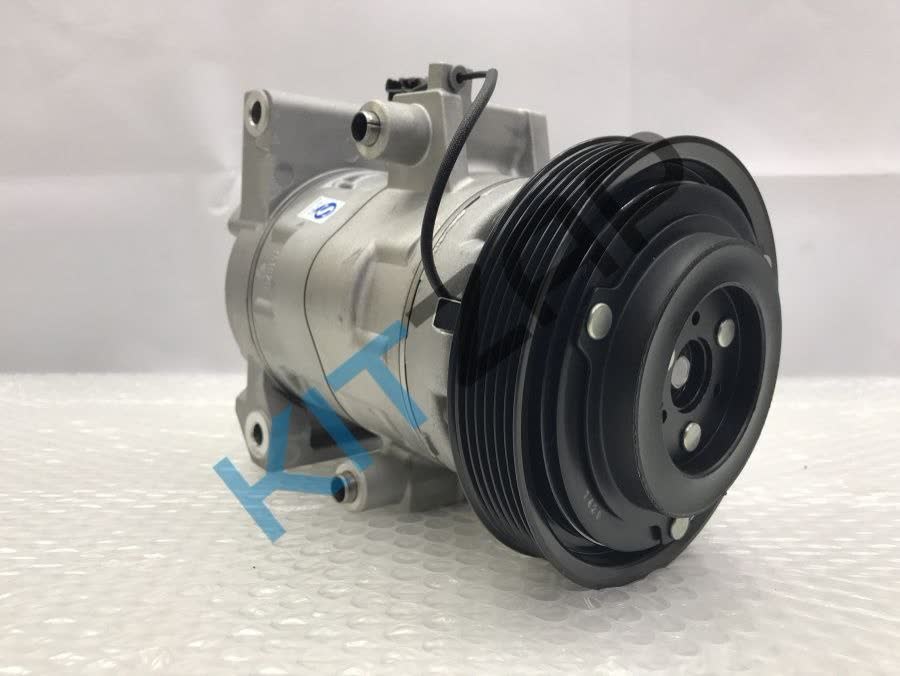 AC compressor assembly with clutch pulley, Mazda 6 GH-sourced component (CLMZ019) installed as a cheaper cross-compatible alternative